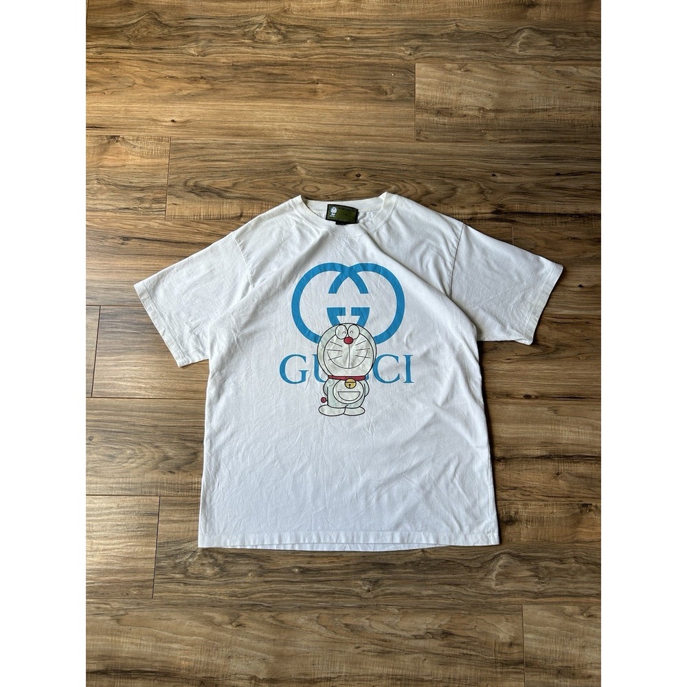 Gucci x Doraemon Shirt Adults Unisex Large Cat Manga Designer White T-Shirt